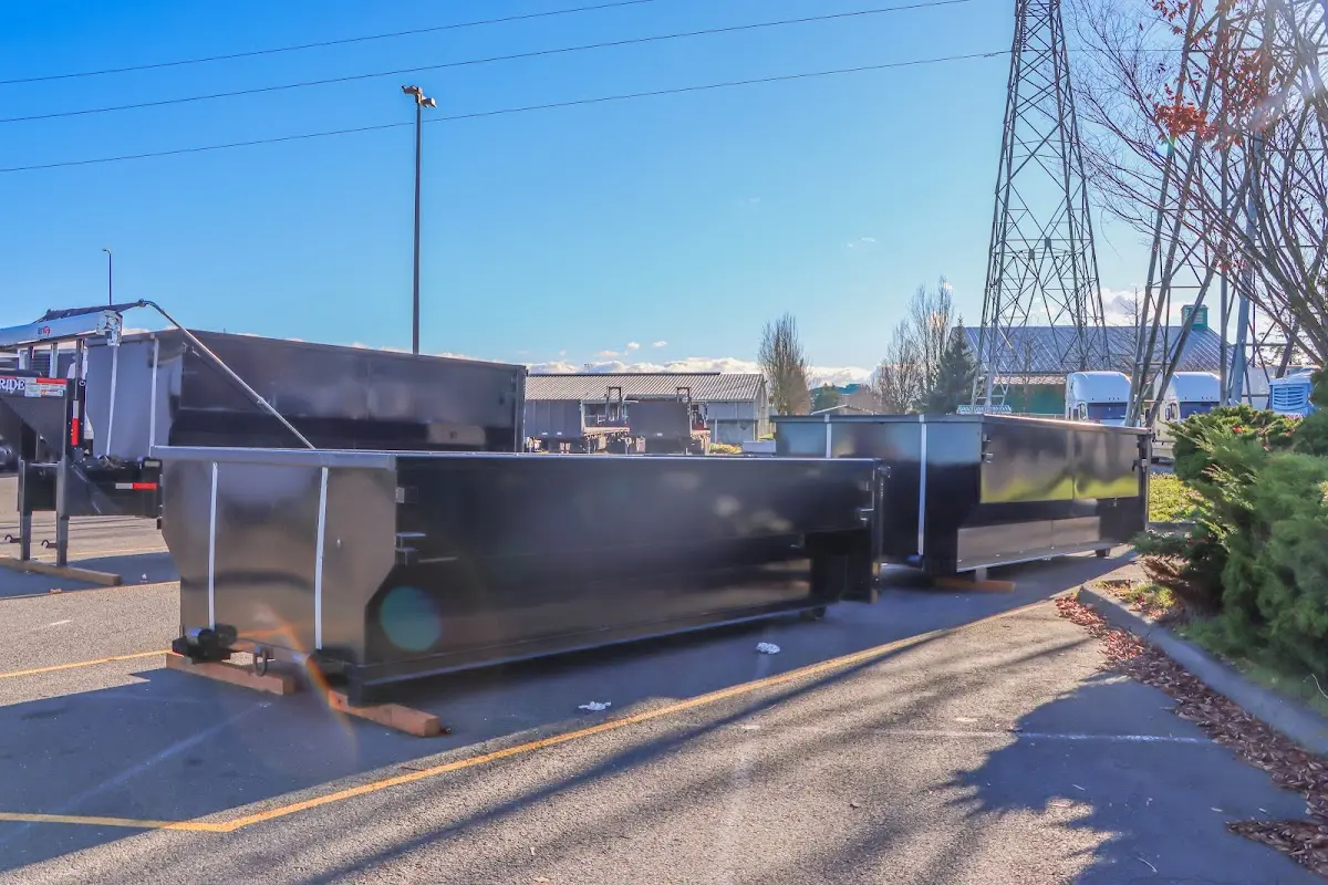 Roll-off dumpster ready for waste disposal at job site for 10 Yard Dumpster Rental in Ennis
